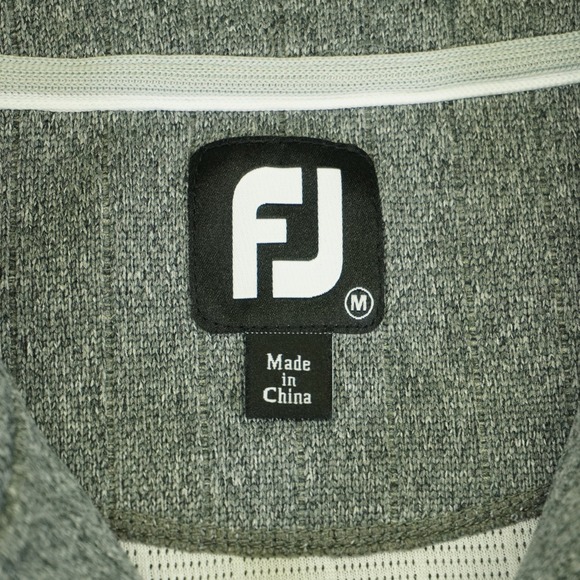 FootJoy Pullover Mens Medium Gray Ribbed Quarter Zip Myrtlewood Embroidery Golf - Picture 5 of 14